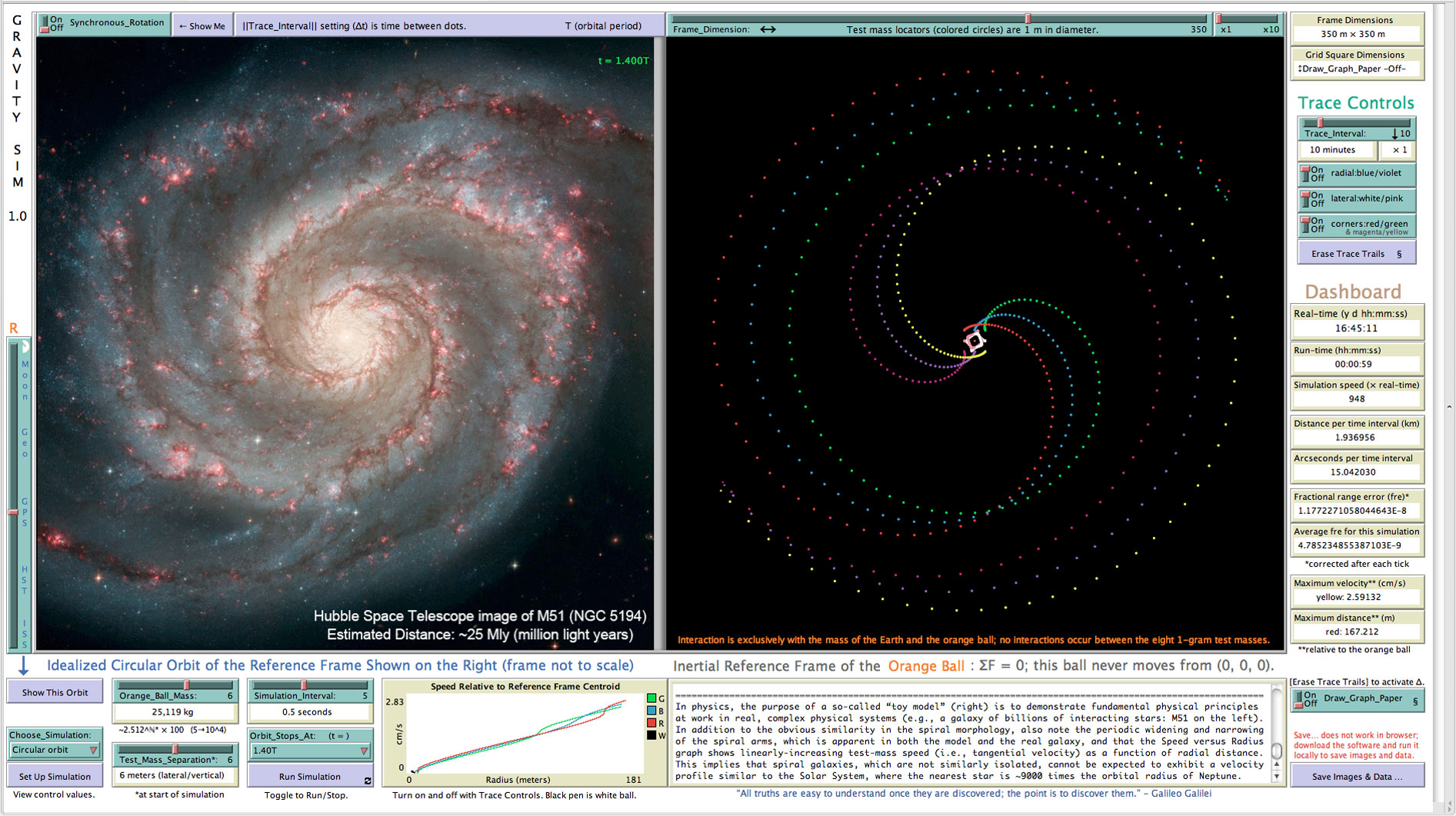gravity simulation producing spiral galaxy morphology